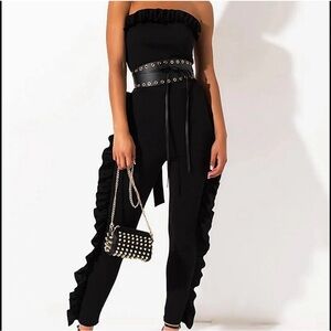 Akira strapless ruffle jumpsuit